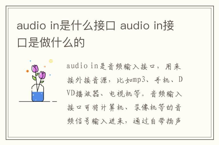 audio？in是什么接口？audio？in接口是做什么的