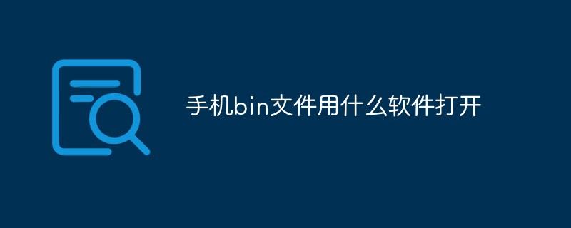 手机bin文件用什么软件打开