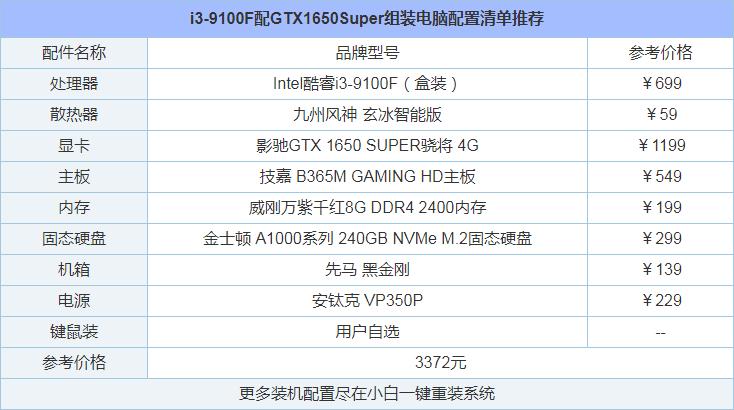 超性价比的3000左右台式电脑组装配置单